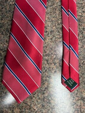 Polo by Ralph Lauren Red Striped Men’s Tie with Blue & White Accents